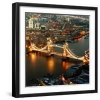 View of City of London with the Tower Bridge at Night - London - UK - England - United Kingdom-Philippe Hugonnard-Framed Photographic Print