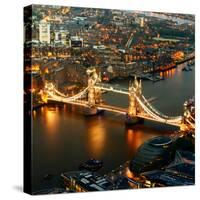 View of City of London with the Tower Bridge at Night - London - UK - England - United Kingdom-Philippe Hugonnard-Stretched Canvas