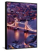 View of City of London with the Tower Bridge at Night - London - UK - England - United Kingdom-Philippe Hugonnard-Framed Stretched Canvas