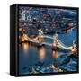 View of City of London with the Tower Bridge at Night - London - UK - England - United Kingdom-Philippe Hugonnard-Framed Stretched Canvas