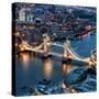 View of City of London with the Tower Bridge at Night - London - UK - England - United Kingdom-Philippe Hugonnard-Stretched Canvas