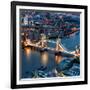 View of City of London with the Tower Bridge at Night - London - UK - England - United Kingdom-Philippe Hugonnard-Framed Photographic Print