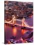 View of City of London with the Tower Bridge at Night - London - UK - England - United Kingdom-Philippe Hugonnard-Stretched Canvas