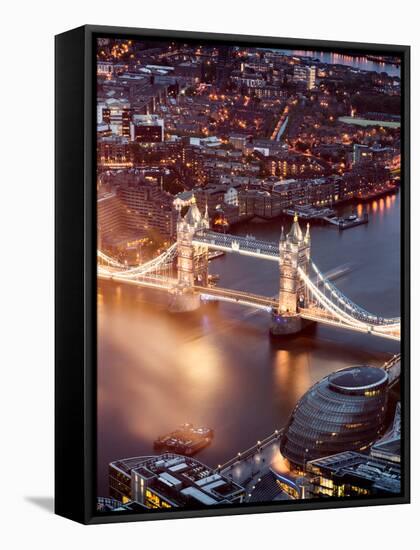 View of City of London with the Tower Bridge at Night - London - UK - England - United Kingdom-Philippe Hugonnard-Framed Stretched Canvas