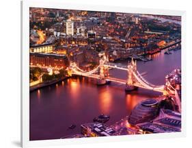 View of City of London with the Tower Bridge at Night - London - UK - England - United Kingdom-Philippe Hugonnard-Framed Photographic Print