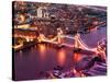 View of City of London with the Tower Bridge at Night - London - UK - England - United Kingdom-Philippe Hugonnard-Stretched Canvas