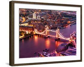 View of City of London with the Tower Bridge at Night - London - UK - England - United Kingdom-Philippe Hugonnard-Framed Photographic Print