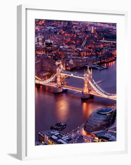 View of City of London with the Tower Bridge at Night - London - UK - England - United Kingdom-Philippe Hugonnard-Framed Photographic Print