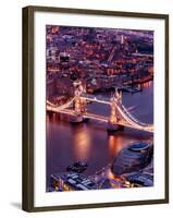 View of City of London with the Tower Bridge at Night - London - UK - England - United Kingdom-Philippe Hugonnard-Framed Photographic Print