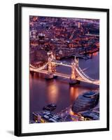 View of City of London with the Tower Bridge at Night - London - UK - England - United Kingdom-Philippe Hugonnard-Framed Photographic Print