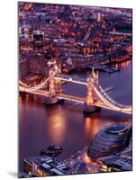 View of City of London with the Tower Bridge at Night - London - UK - England - United Kingdom-Philippe Hugonnard-Mounted Photographic Print