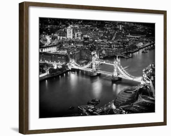 View of City of London with the Tower Bridge at Night - London - UK - England - United Kingdom-Philippe Hugonnard-Framed Photographic Print