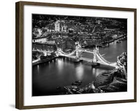 View of City of London with the Tower Bridge at Night - London - UK - England - United Kingdom-Philippe Hugonnard-Framed Photographic Print