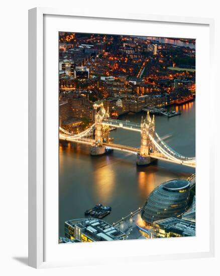 View of City of London with the Tower Bridge at Night - London - UK - England - United Kingdom-Philippe Hugonnard-Framed Photographic Print