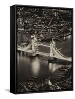 View of City of London with the Tower Bridge at Night - London - UK - England - United Kingdom-Philippe Hugonnard-Framed Stretched Canvas