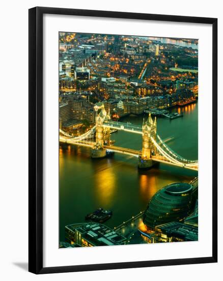 View of City of London with the Tower Bridge at Night - London - UK - England - United Kingdom-Philippe Hugonnard-Framed Photographic Print