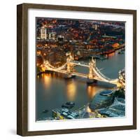 View of City of London with the Tower Bridge at Night - London - UK - England - United Kingdom-Philippe Hugonnard-Framed Photographic Print