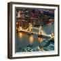 View of City of London with the Tower Bridge at Night - London - UK - England - United Kingdom-Philippe Hugonnard-Framed Photographic Print