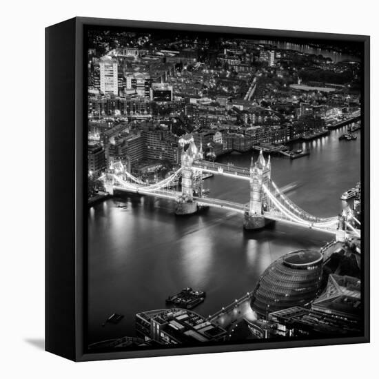 View of City of London with the Tower Bridge at Night - London - UK - England - United Kingdom-Philippe Hugonnard-Framed Stretched Canvas