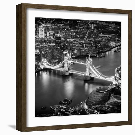 View of City of London with the Tower Bridge at Night - London - UK - England - United Kingdom-Philippe Hugonnard-Framed Photographic Print