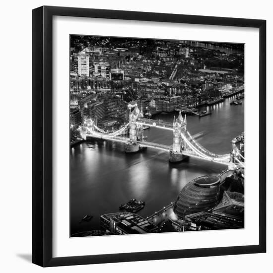 View of City of London with the Tower Bridge at Night - London - UK - England - United Kingdom-Philippe Hugonnard-Framed Photographic Print