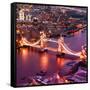 View of City of London with the Tower Bridge at Night - London - UK - England - United Kingdom-Philippe Hugonnard-Framed Stretched Canvas