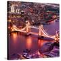 View of City of London with the Tower Bridge at Night - London - UK - England - United Kingdom-Philippe Hugonnard-Stretched Canvas