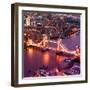 View of City of London with the Tower Bridge at Night - London - UK - England - United Kingdom-Philippe Hugonnard-Framed Photographic Print