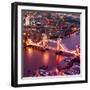 View of City of London with the Tower Bridge at Night - London - UK - England - United Kingdom-Philippe Hugonnard-Framed Photographic Print