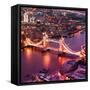 View of City of London with the Tower Bridge at Night - London - UK - England - United Kingdom-Philippe Hugonnard-Framed Stretched Canvas