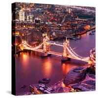 View of City of London with the Tower Bridge at Night - London - UK - England - United Kingdom-Philippe Hugonnard-Stretched Canvas