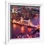 View of City of London with the Tower Bridge at Night - London - UK - England - United Kingdom-Philippe Hugonnard-Framed Photographic Print