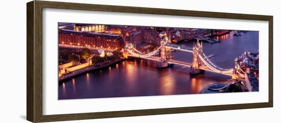 View of City of London with the Tower Bridge at Night - London - UK - England - United Kingdom-Philippe Hugonnard-Framed Photographic Print