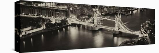 View of City of London with the Tower Bridge at Night - London - UK - England - United Kingdom-Philippe Hugonnard-Stretched Canvas