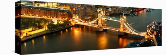 View of City of London with the Tower Bridge at Night - London - UK - England - United Kingdom-Philippe Hugonnard-Stretched Canvas