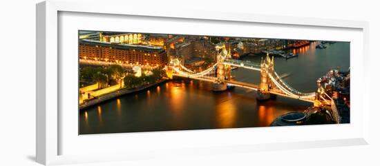 View of City of London with the Tower Bridge at Night - London - UK - England - United Kingdom-Philippe Hugonnard-Framed Photographic Print