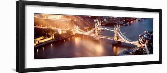 View of City of London with the Tower Bridge at Night - London - UK - England - United Kingdom-Philippe Hugonnard-Framed Photographic Print