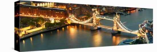 View of City of London with the Tower Bridge at Night - London - UK - England - United Kingdom-Philippe Hugonnard-Stretched Canvas