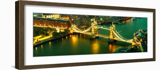 View of City of London with the Tower Bridge at Night - London - UK - England - United Kingdom-Philippe Hugonnard-Framed Photographic Print