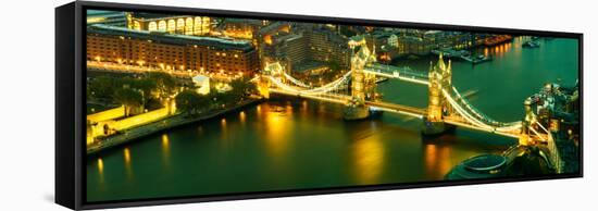 View of City of London with the Tower Bridge at Night - London - UK - England - United Kingdom-Philippe Hugonnard-Framed Stretched Canvas