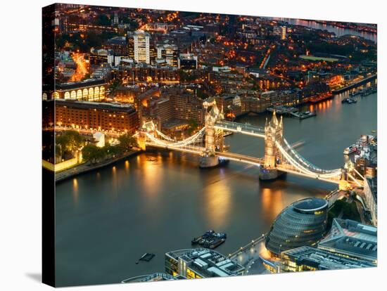 View of City of London with the Tower Bridge at Night - London - UK - England - United Kingdom-Philippe Hugonnard-Stretched Canvas