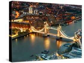 View of City of London with the Tower Bridge at Night - London - UK - England - United Kingdom-Philippe Hugonnard-Stretched Canvas