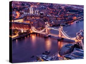 View of City of London with the Tower Bridge at Night - London - UK - England - United Kingdom-Philippe Hugonnard-Stretched Canvas