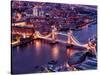 View of City of London with the Tower Bridge at Night - London - UK - England - United Kingdom-Philippe Hugonnard-Stretched Canvas