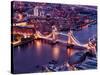 View of City of London with the Tower Bridge at Night - London - UK - England - United Kingdom-Philippe Hugonnard-Stretched Canvas