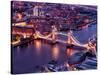 View of City of London with the Tower Bridge at Night - London - UK - England - United Kingdom-Philippe Hugonnard-Stretched Canvas