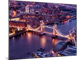 View of City of London with the Tower Bridge at Night - London - UK - England - United Kingdom-Philippe Hugonnard-Mounted Photographic Print