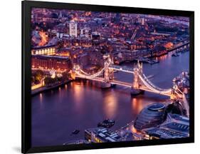 View of City of London with the Tower Bridge at Night - London - UK - England - United Kingdom-Philippe Hugonnard-Framed Photographic Print