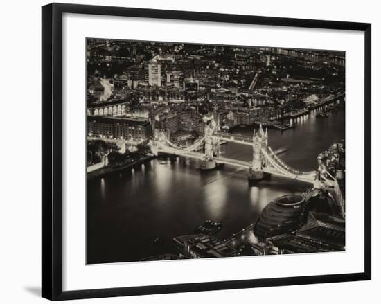 View of City of London with the Tower Bridge at Night - London - UK - England - United Kingdom-Philippe Hugonnard-Framed Photographic Print