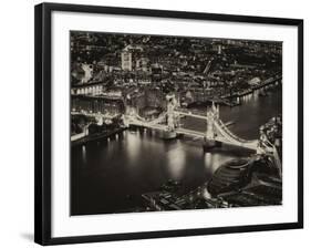 View of City of London with the Tower Bridge at Night - London - UK - England - United Kingdom-Philippe Hugonnard-Framed Photographic Print